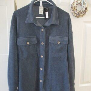 NWT Yelete Cordurory like Slate Blue Ladies Shirt Top in Large